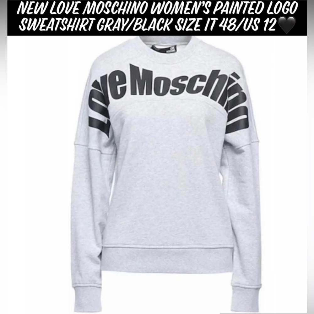 NEW Love Moschino Women’s Painted Logo Sweatshirt Gray/Black Size IT48/US12🖤 - Picture 12 of 12
